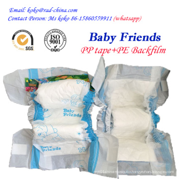 Factory Brand Baby Friends PE Film PP Tape Disposable Baby Diaper Nappy